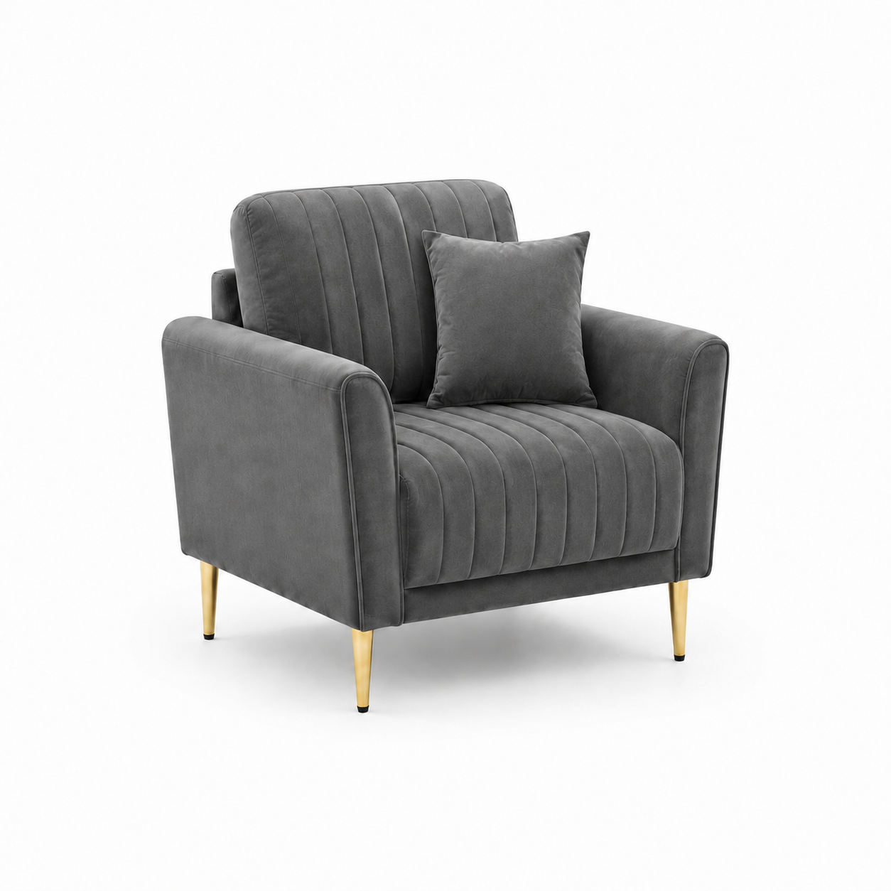 Plush 3+2+1 Sofa Set, 1 seater, grey, studio view