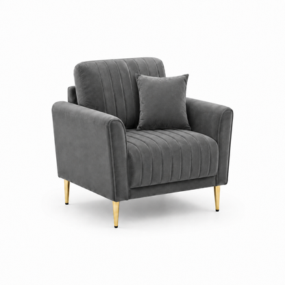 Plush 3+2+1 Sofa Set, 1 seater, grey, studio view
