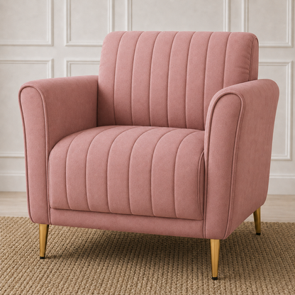 Plush 3+2+1 Sofa Set, 1 seater, pink, detail view