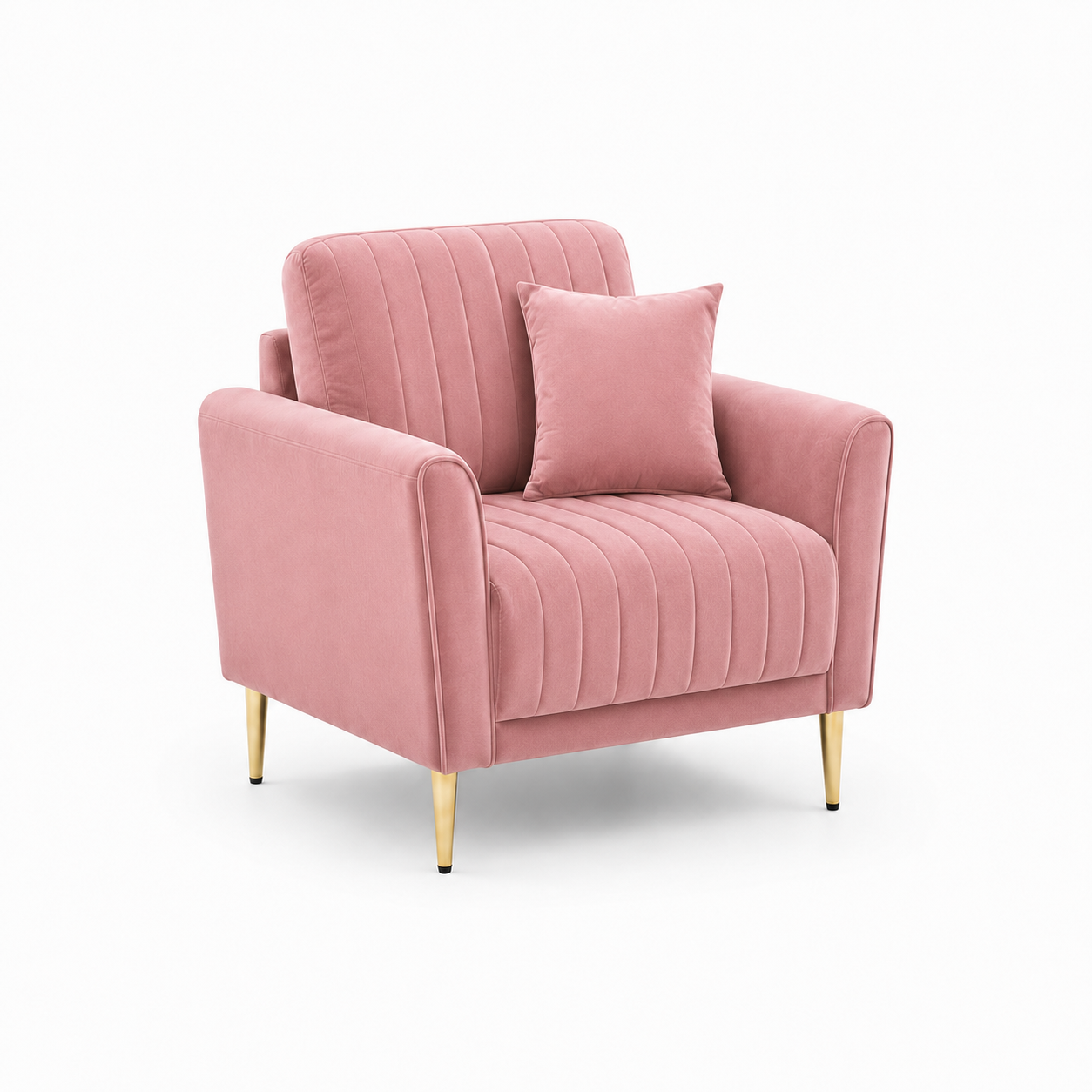 Plush 3+2+1 Sofa Set, 1 seater, pink, studio view