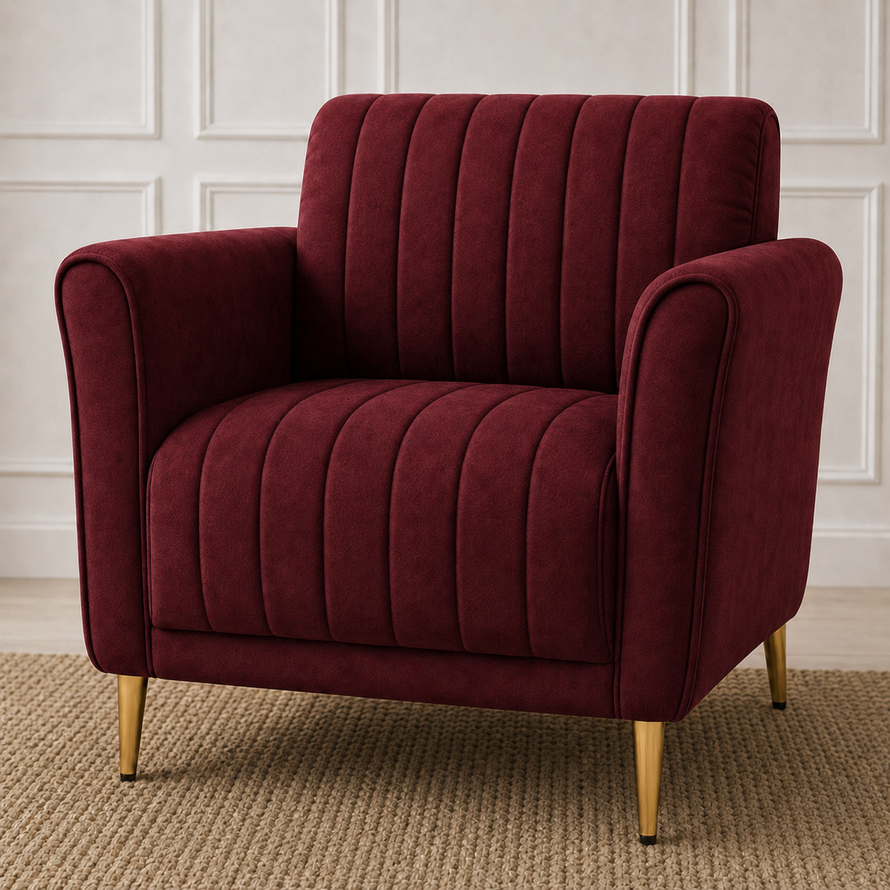 Plush 3+2+1 Sofa Set, 1 seater, red, detail view
