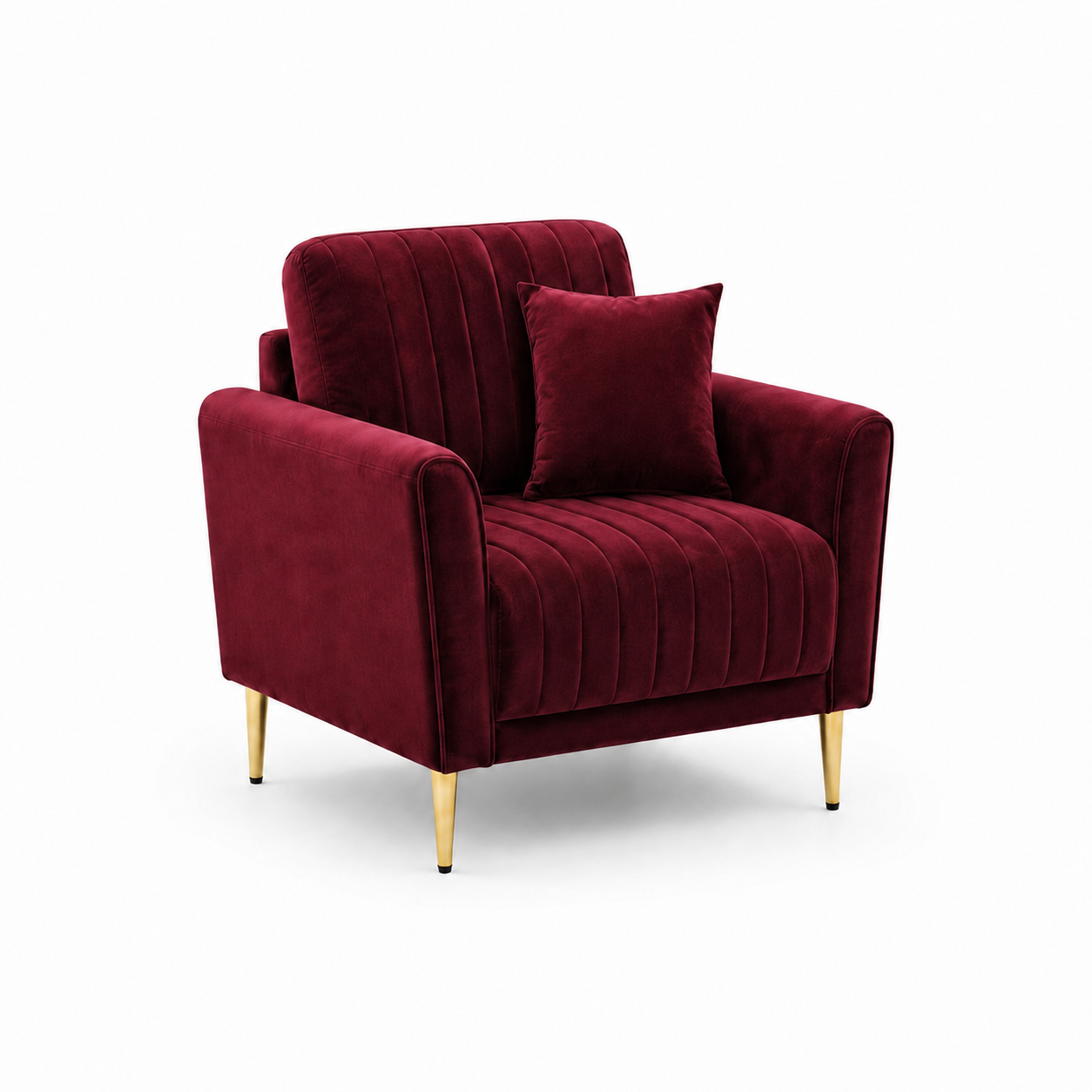 Plush 3+2+1 Sofa Set, 1 seater, red, studio view