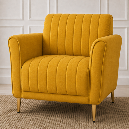 Plush 3+2+1 Sofa Set, 1 seater, yellow, detail view