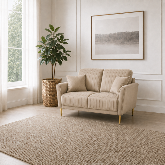 Plush 3+2+1 Sofa Set, 2 seater, beige, room view