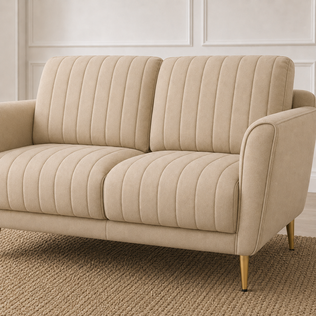 Plush 3+2+1 Sofa Set, 2 seater, beige, detail view
