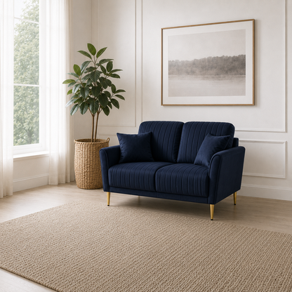 Plush 3+2+1 Sofa Set, 2 seater, blue, room view