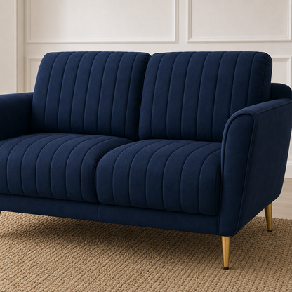 Plush 3+2+1 Sofa Set, 2 seater, blue, detail view