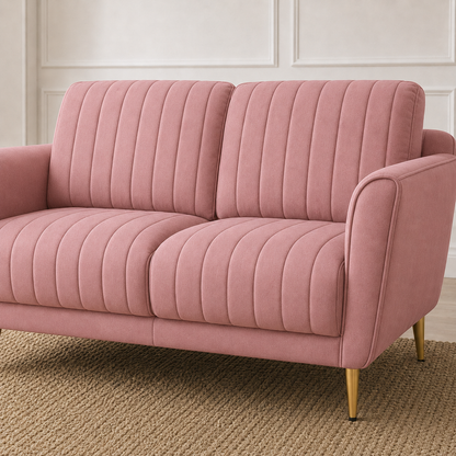 Plush 3+2+1 Sofa Set, 2 seater, pink, detail view
