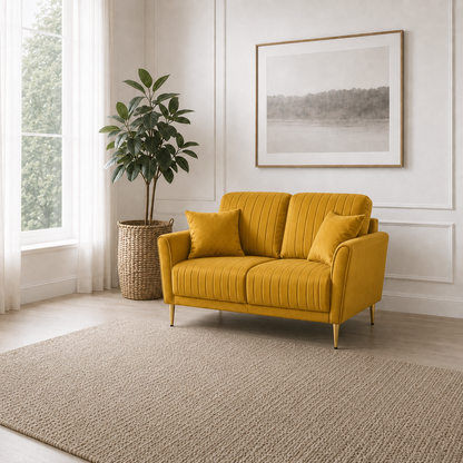 Plush 3+2+1 Sofa Set, 2 seater, yellow, room view