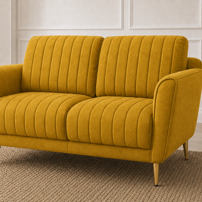 Plush 3+2+1 Sofa Set, 2 seater, yellow, detail view