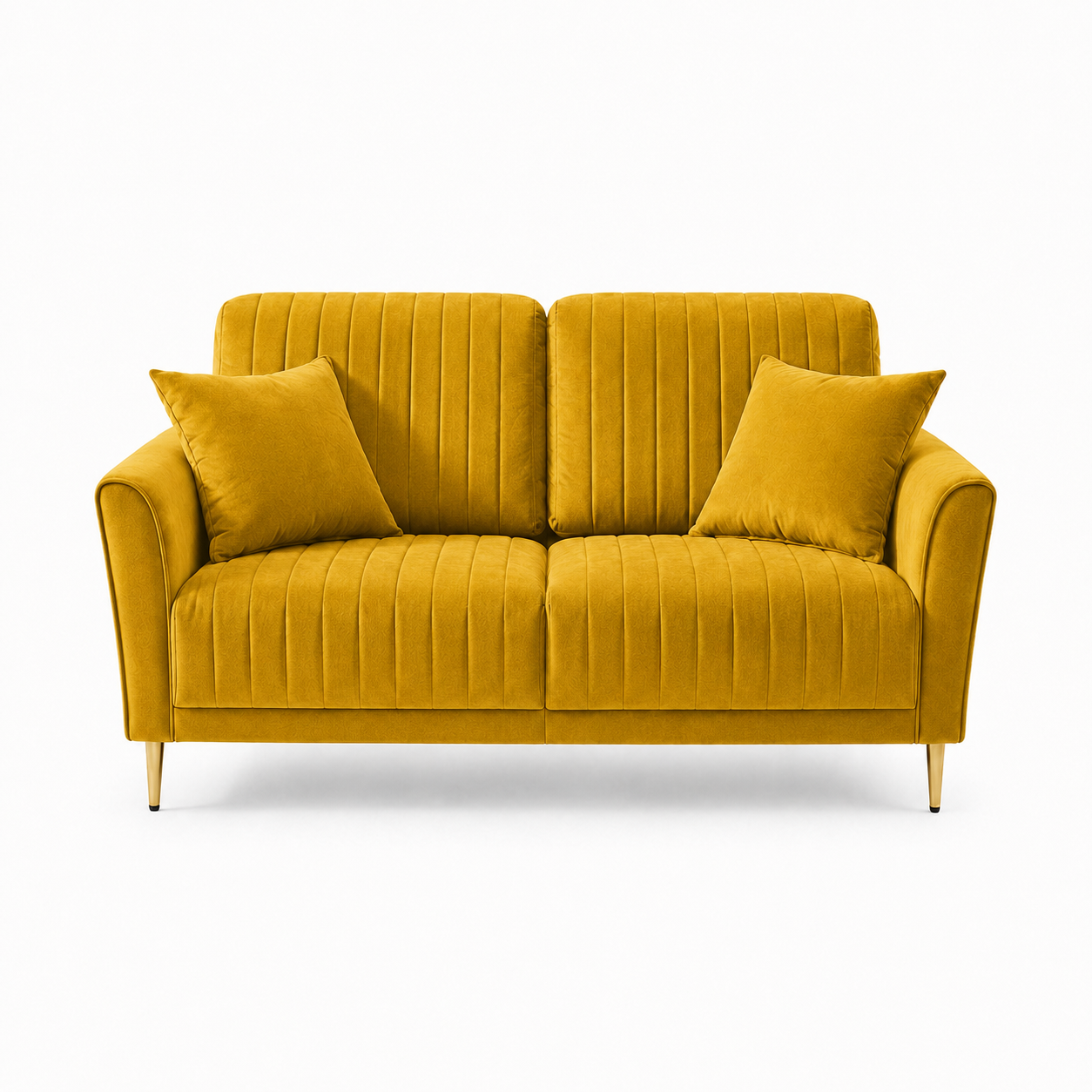 Plush 3+2+1 Sofa Set, 2 seater, yellow, studio view