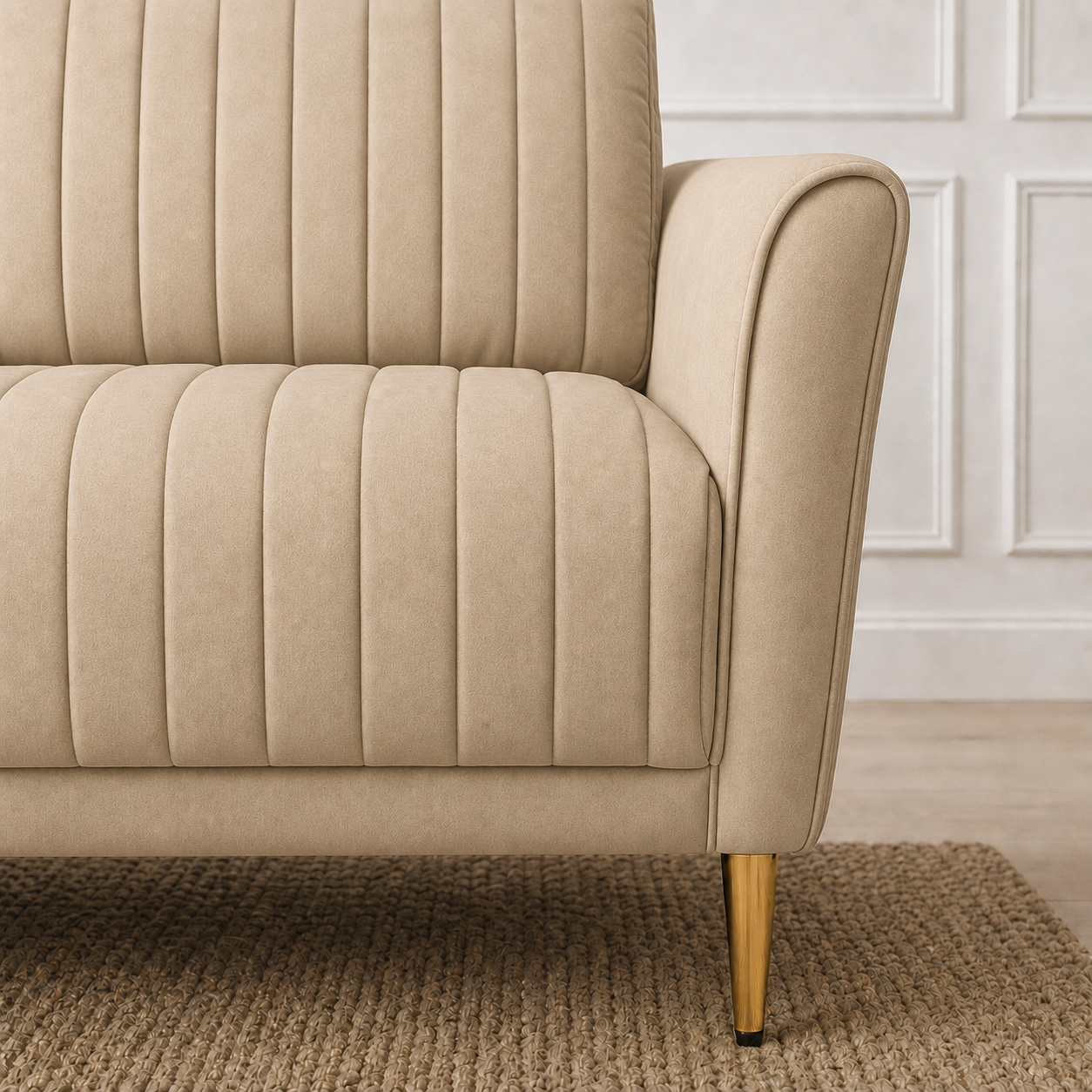 Plush 3+2+1 Sofa Set, 3 seater, beige, detail view