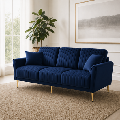 Plush 3+2+1 Sofa Set, 3 seater, blue, room view