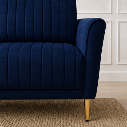 Plush 3+2+1 Sofa Set, 3 seater, blue, detail view