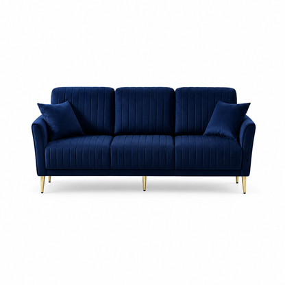 Plush 3+2+1 Sofa Set, 3 seater, blue, studio view
