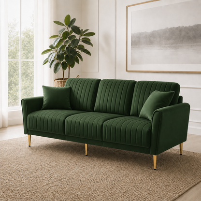 Plush 3+2+1 Sofa Set, 3 seater, green, room view