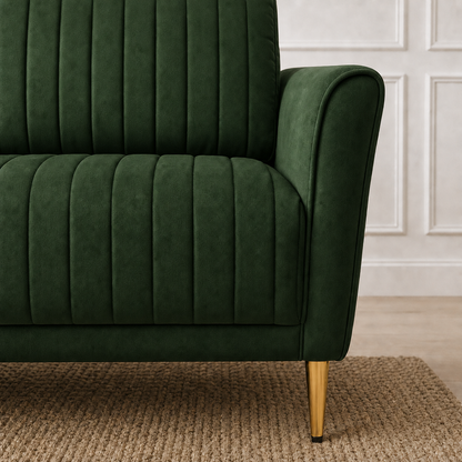 Plush 3+2+1 Sofa Set, 3 seater, green, detail view