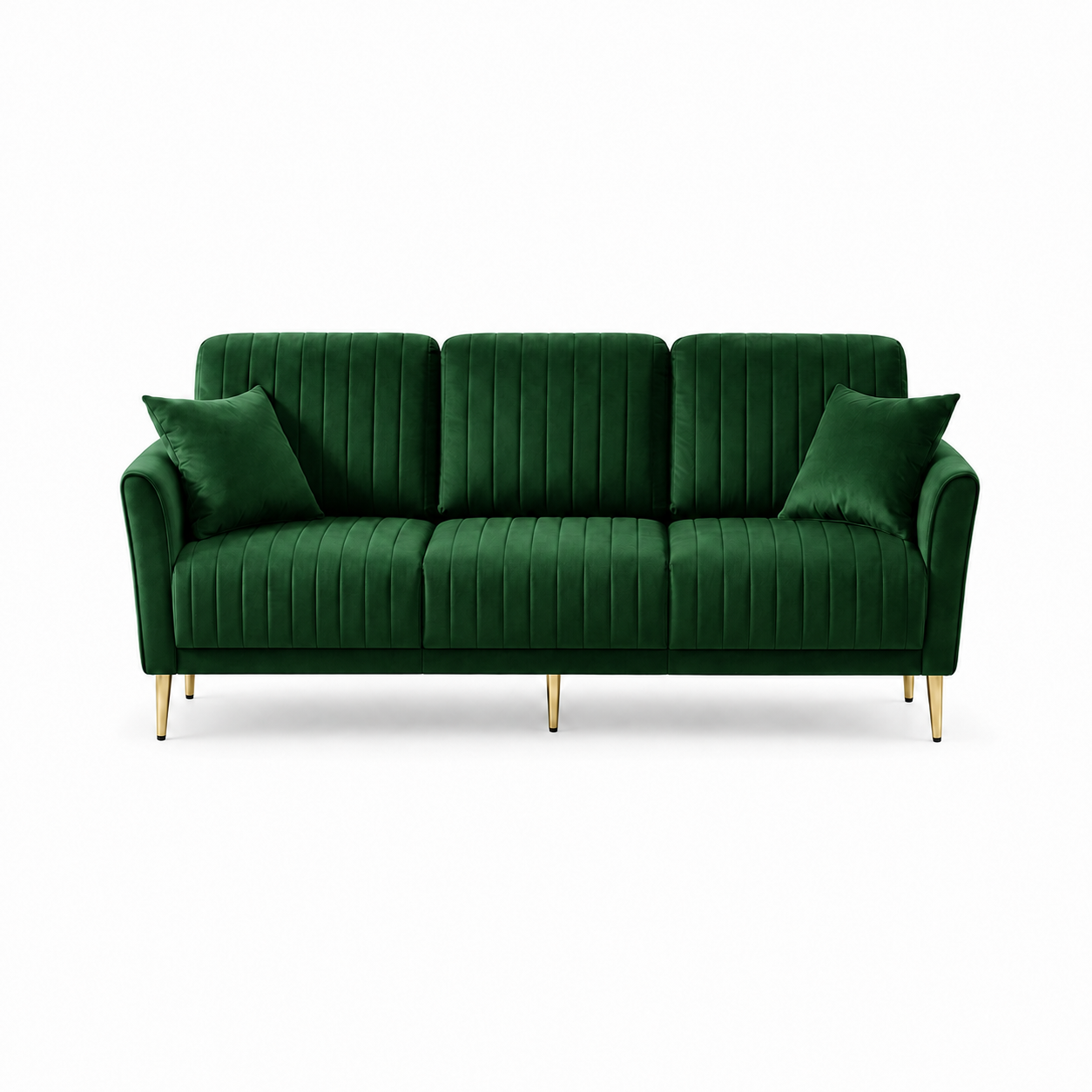 Plush 3+2+1 Sofa Set, 3 seater, green, studio view