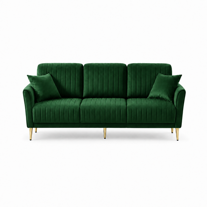 Plush 3+2+1 Sofa Set, 3 seater, green, studio view