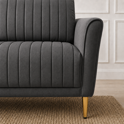 Plush 3+2+1 Sofa Set, 3 seater, grey, detail view
