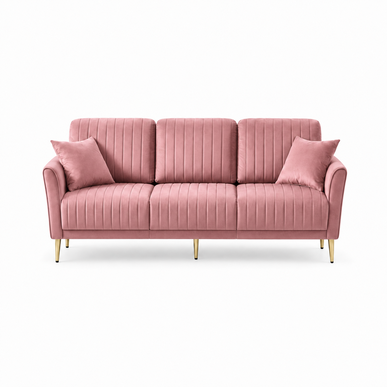 Plush 3+2+1 Sofa Set, 3 seater, pink, studio view