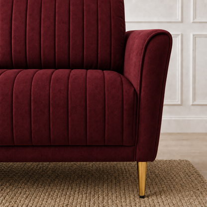 Plush 3+2+1 Sofa Set, 3 seater, red, detail view