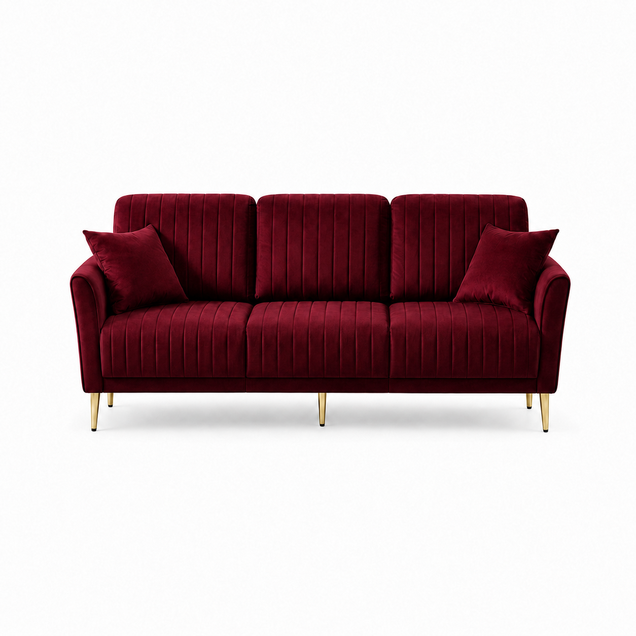 Plush 3+2+1 Sofa Set, 3 seater, red, studio view
