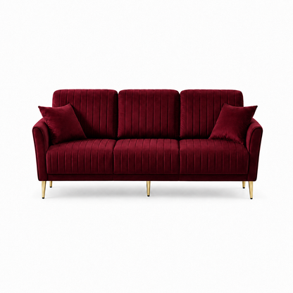 Plush 3+2+1 Sofa Set, 3 seater, red, studio view