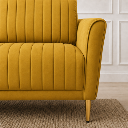 Plush 3+2+1 Sofa Set, 3 seater, yellow, detail view