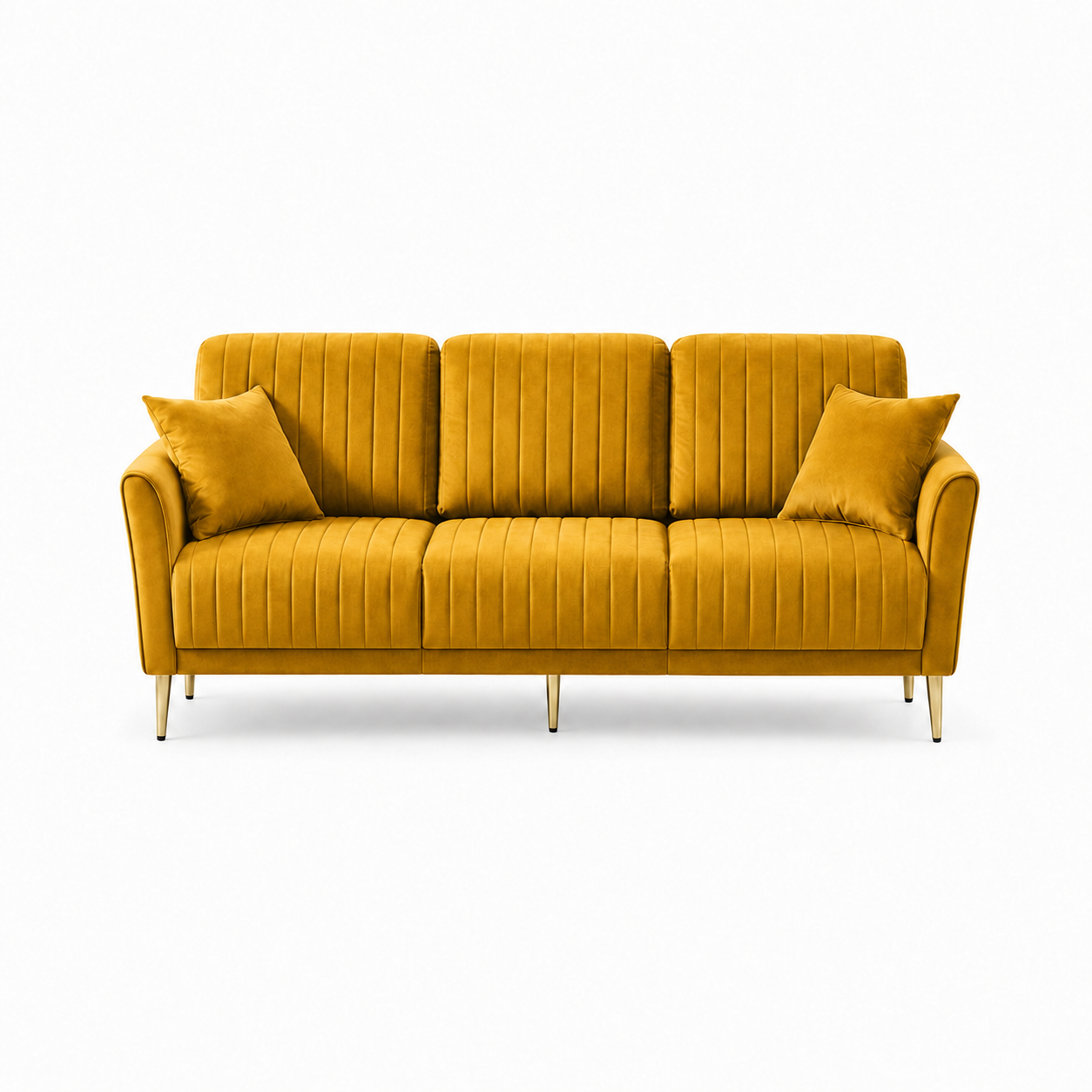 Plush 3+2+1 Sofa Set, 3 seater, yellow, studio view