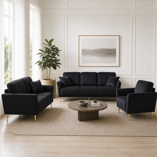 Plush - 3+2+1 Sofa Set, complete 3+2+1 sofa set in an editorial living room