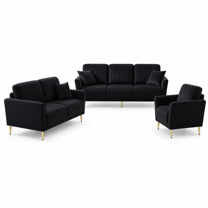 Plush - 3+2+1 Sofa Set, complete 3+2+1 sofa set front studio view