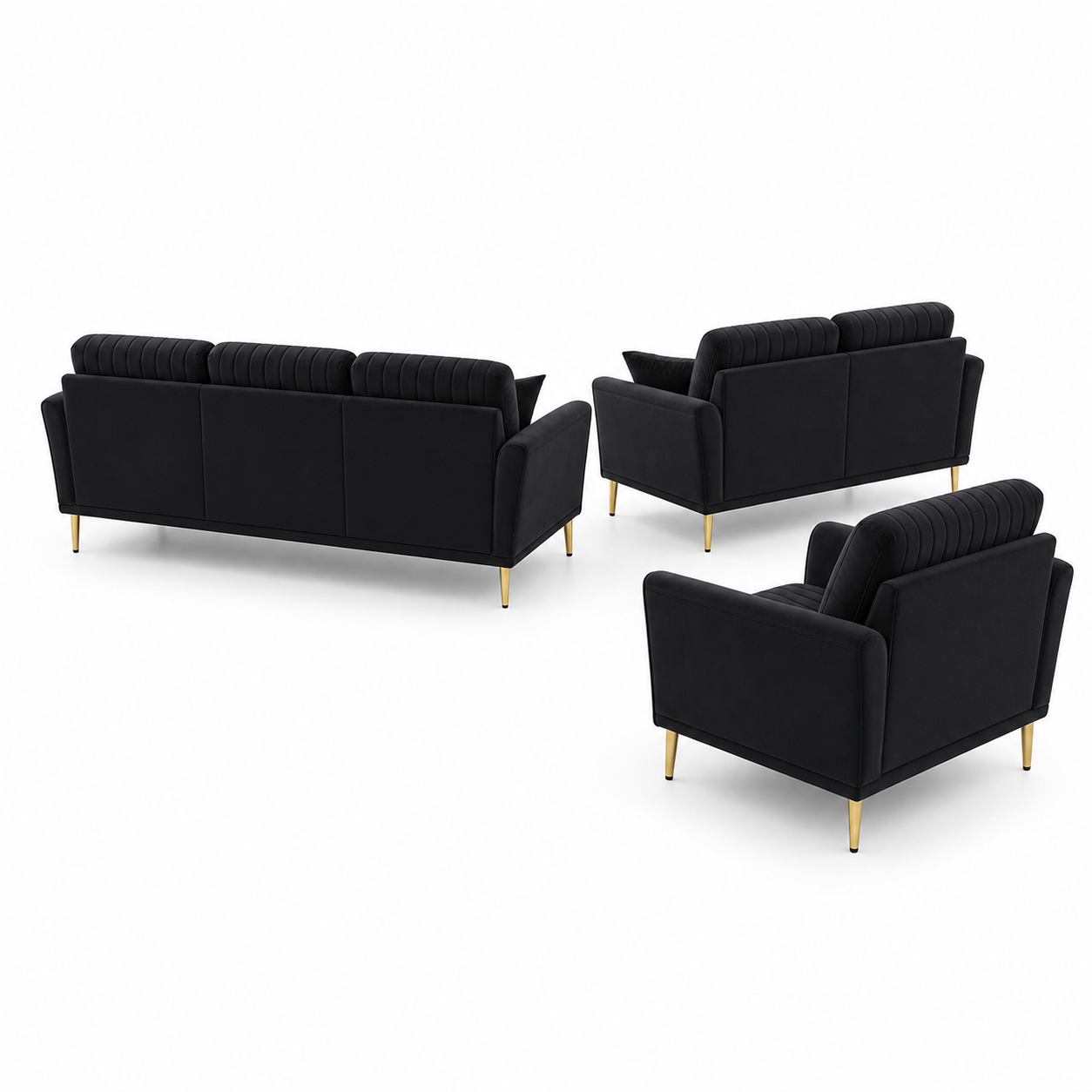 Plush - 3+2+1 Sofa Set, complete 3+2+1 sofa set side studio view