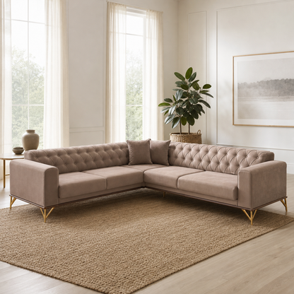Primo - L shape sectional sofa in the exact upholstery color shown in the source reference, sectional sofa in a modern living room