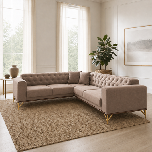 Primo - L shape sectional sofa, three-quarter view showing sectional depth and construction