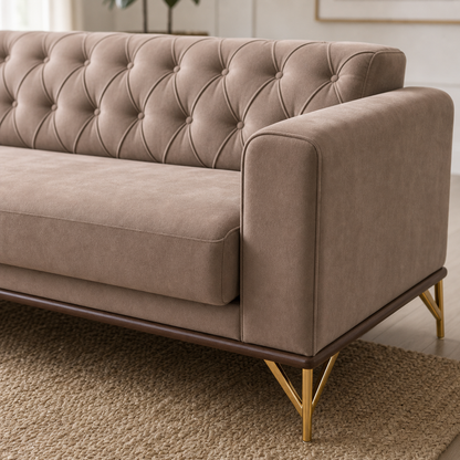 Close-up of the Primo - L shape sectional sofa's upholstery and construction details