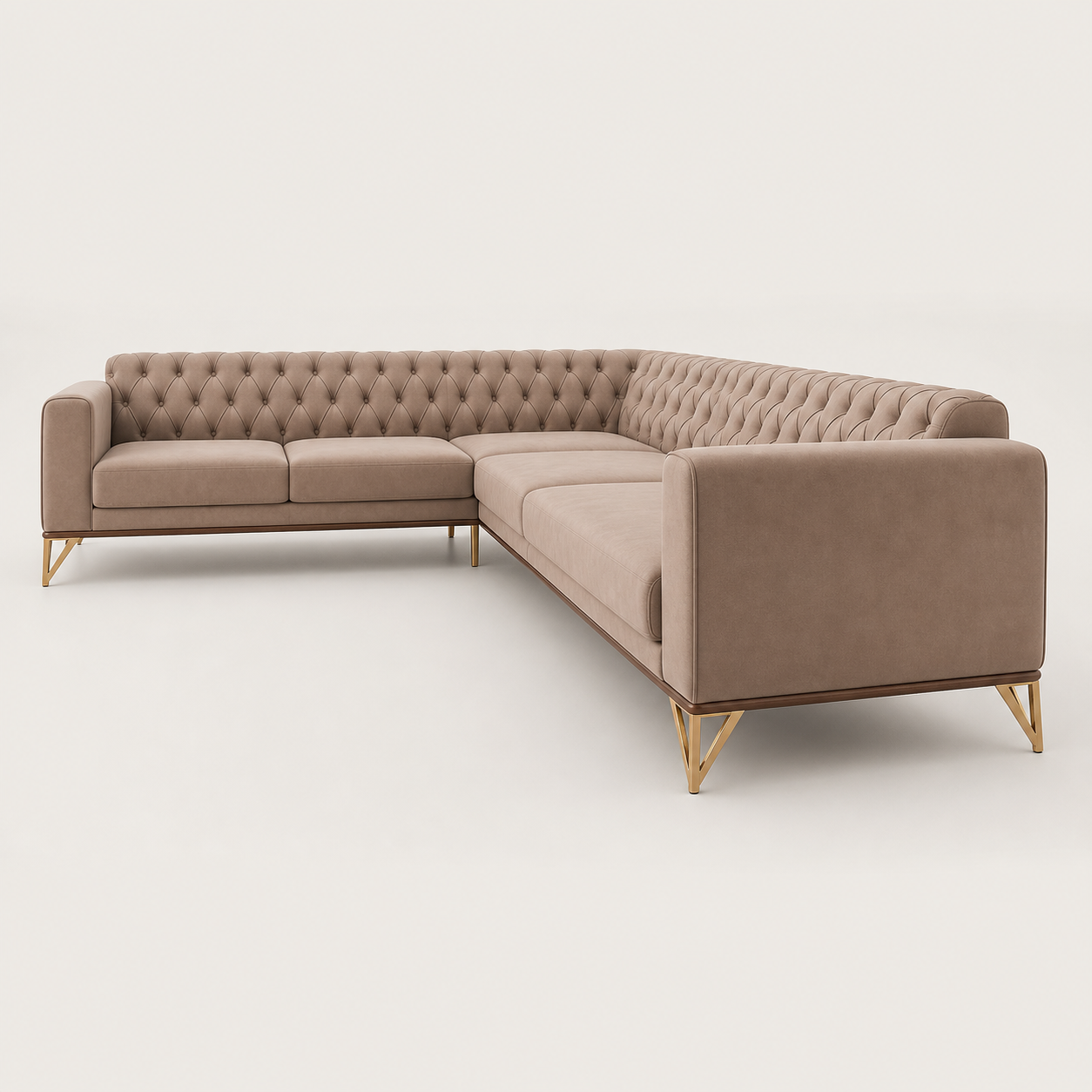 Primo - L shape sectional sofa, sectional sofa end-profile studio view