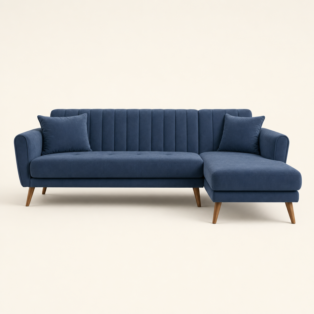 Pulse - L shape sectional sofa, front studio view on neutral background