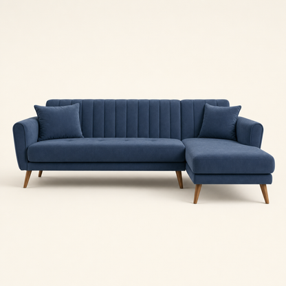 Pulse - L shape sectional sofa, front studio view on neutral background