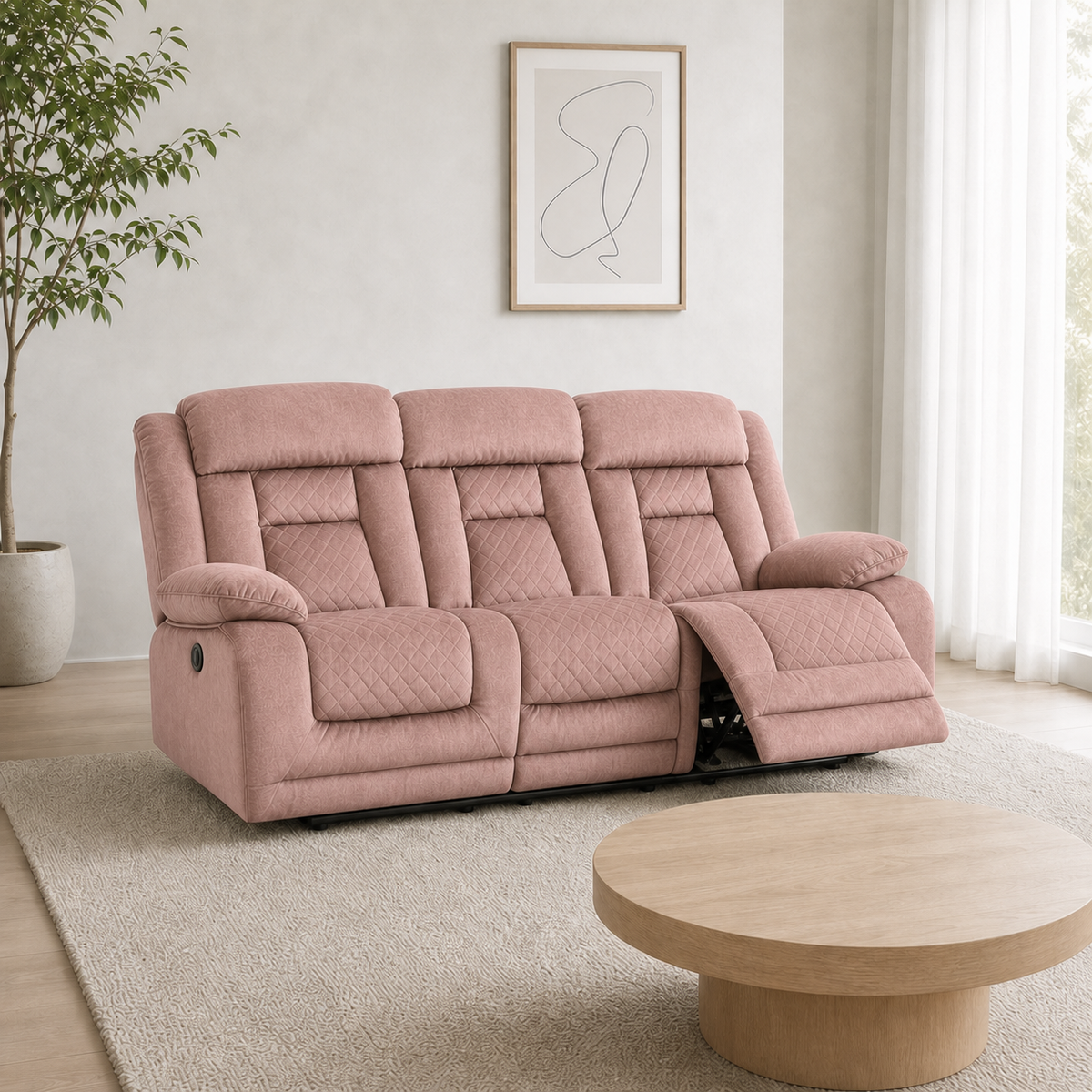 Quarry Recliner 3 seater pink 01 main