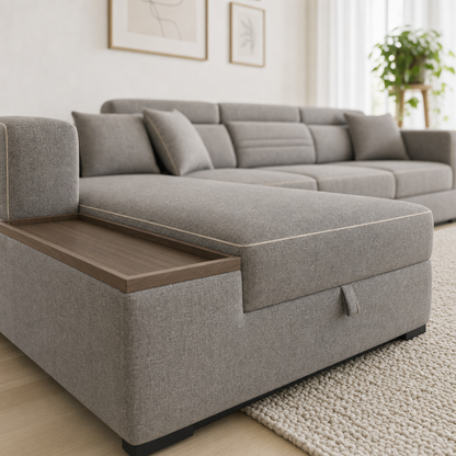 Close-up of the Quest - L shape sectional sofa's upholstery and details