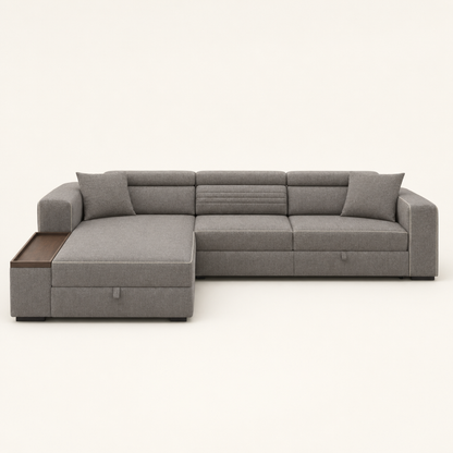 Quest - L shape sectional sofa, front studio view on neutral background