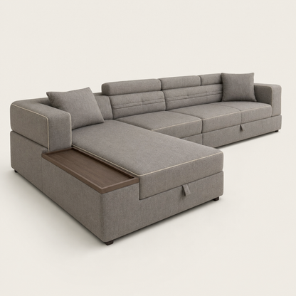 Quest - L shape sectional sofa, chaise-end profile studio view