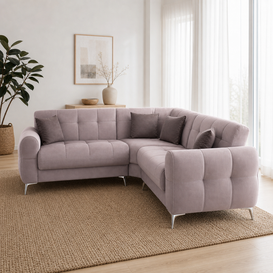 Quill - L shape sectional sofa, three-quarter view showing sectional depth and construction