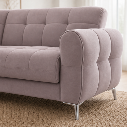 Close-up of the Quill - L shape sectional sofa's upholstery and construction details