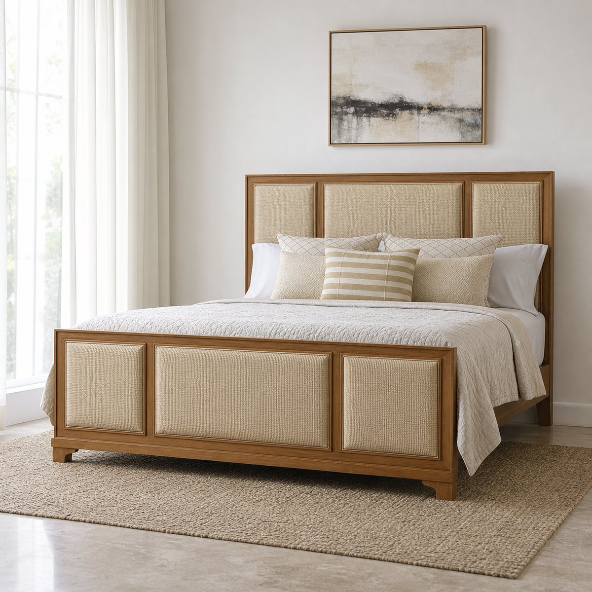 Rafe - Bed, complete front three-quarter bed view in a restrained bedroom