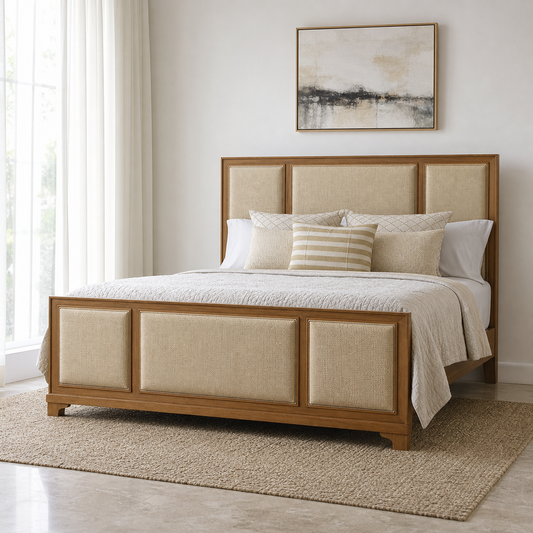 Rafe - Bed, complete front three-quarter bed view in a restrained bedroom