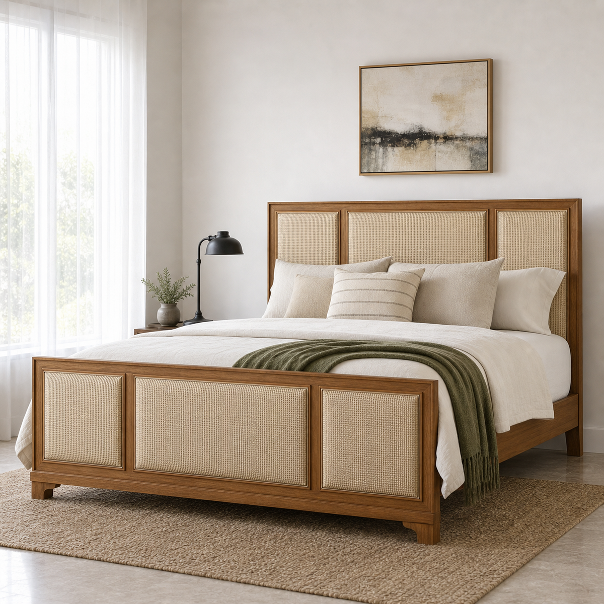 Rafe - Bed, closer made-bed view showing the complete frame construction