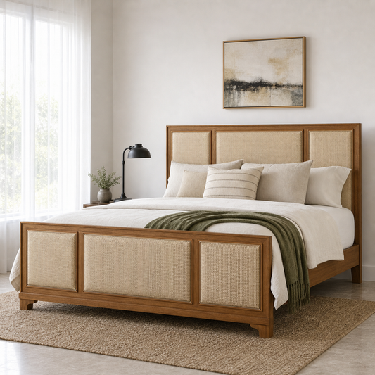 Rafe - Bed, closer made-bed view showing the complete frame construction