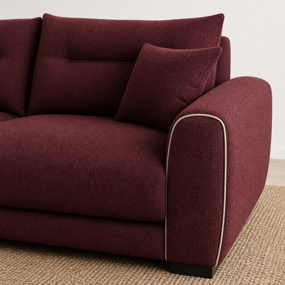 Dream sectional sofa red upholstery and construction close-up